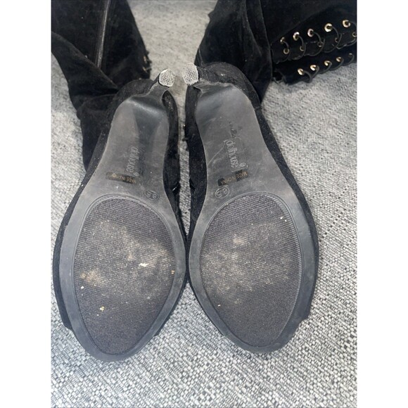 Dollhouse Thigh High Boots Black High Block Heel Dressy Tall Sock Boot Size 8.5 - Picture 7 of 15